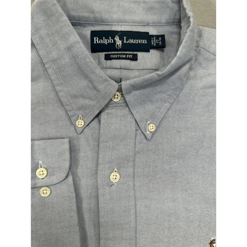 Polo Ralph Lauren Mens Custom Fit 17-34/35 Button Down Shirt Blue XXL Long Sleev
